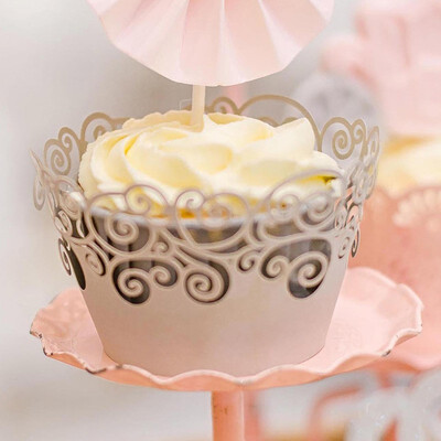 

FUNNYBUNNY Filigree Artistic Muffin Cupcake Paper Cup Liners Vine Lace Laser Cupcake Wrappers for Wedding Party Birthday Decor