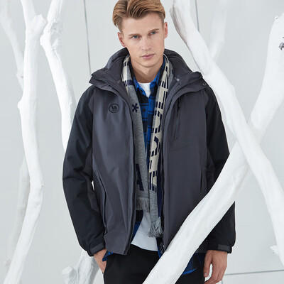 

Camel brand fashion outdoor windproof waterproof warm jacket mens three-in-one jacket P8W270709 ink gray black XXL