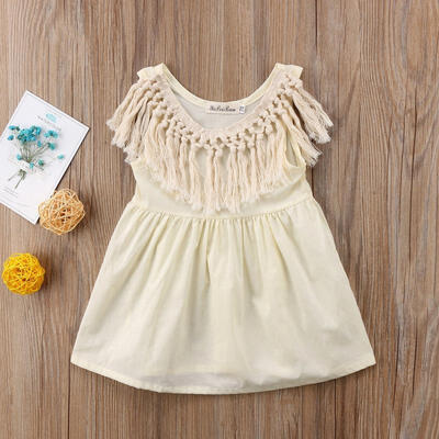 

Adorable Newborn Toddler Baby Girls Tassel Collar Summer Dress Sundress