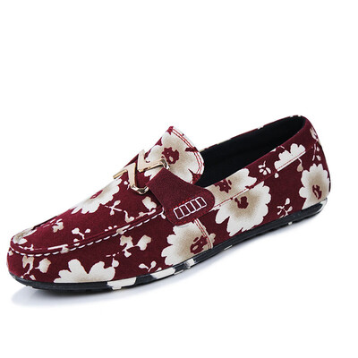 

Autumn mens color peas shoes canvas lazy one foot personality red nightclub Korean version of the trend cloth shoes