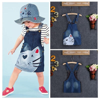 

1Pc Kids Girls Toddler Baby brace Jean dress summer clothes baby party dress