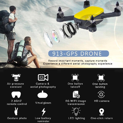 

913 1080P 5G Wifi FPV Drone with Camera Brushless GPS Quadcopter Gesture Photo Altitude Hold Toy for Adult
