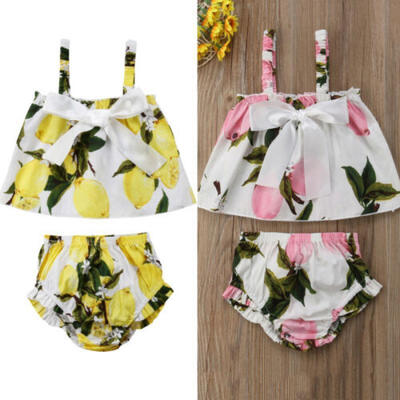 

UK 2pcs Kids Baby Girl Summer Clothes Tank Crop Top VestShorts Pants Outfit Set