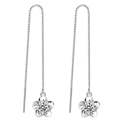 

Flower Dangler Drop Earrings For Women Fashion Bride Party Jewelry Gifts CZ Cubic Zirconia Eardrop CJ17