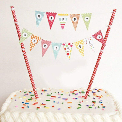 

FUNNYBUNNY Mini Happy Birthday Cake Bunting Banner Cake Topper Garland Party Cake Decoration Supplies