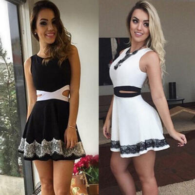 

UK Stock Summer Womens Sleeveless Casual Beach Top Sundress Party Evening Dress