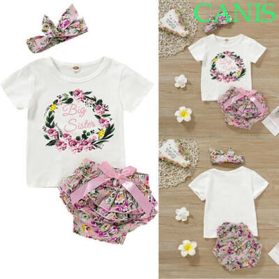 

Toddler Kids Baby Girls Romper Floral Jumpsuit Ruffle Short Pants Headband Set