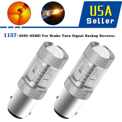 

2x AmberYellow 1157 BAY15D High Power 30W LED Turn Signal Light Bulbs DC 12-24V