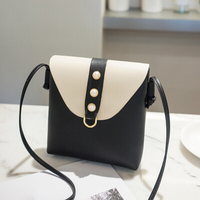 

Tailored Women Patchwork Pearl Cover Crossbody Bag Shoulder Bag Phone Coin Bag Black