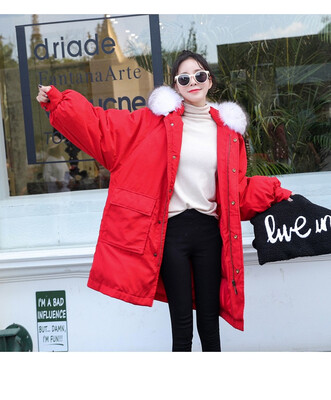 

Wholesale luxury real fox big fur collar super long down jacket female thickene&extended knee straight tube 2018 new style