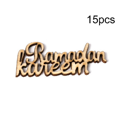 

15pcs Wooden Eid Mubarak Ramadan Party Supplies Ornament DIY Plaque Pendant Festival Home Decoration
