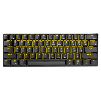 

RK61 mechanical keyboard Bluetooth cable dual mode 61 key tea axis wireless office backlight mechanical keyboard black dark gold light