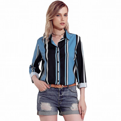 

Suit collar color long sleeve business white collar blouse top