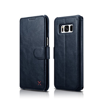 

2017 XOOMZ High Quality Genuine Leather Flip Cover For Samsung Galaxy S8 With Card Slot Leather Case For S8 Plus With Package