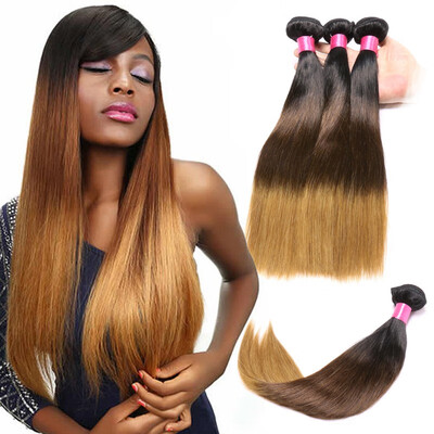 

Ombre Brazilian Hair Straight Human Hair Weave Bundles Deal 1B427 Piece Weft Two Tone Remy Colored Hair Extension