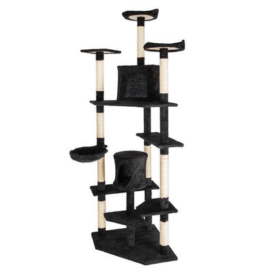 

80" Cat Tree Kitten Activity Tower Condo with Deluxe Scratching Posts&Rope Black