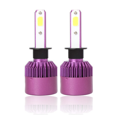 

H1 S2P 2PCS Led Cob LED Chip Car Headlamp 36W 6000k White Light 8000LM Car Bulb Fog Light Purple