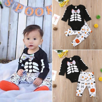 

2PCS Set Baby Boy Girls Long Sleeve Tops RomperPants Leggings Outfits