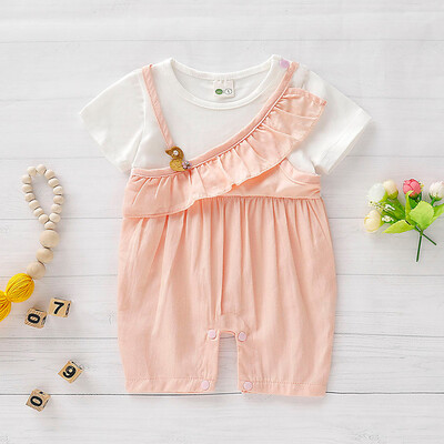 

Infant Baby Girls Short Sleeve Duck Print Ruffles Jumpsuit Romper Clothes