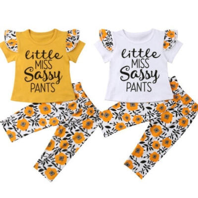 

2PCS Toddler Baby Girls Outfits PantsTops T-shirt Set Summer Clothes set