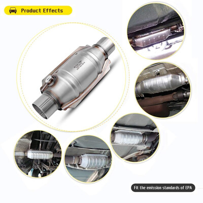

Universal 225" InletOutlet Catalytic Converter with O2 Nut Stainless Steel High Flow Converter EPA Compliant
