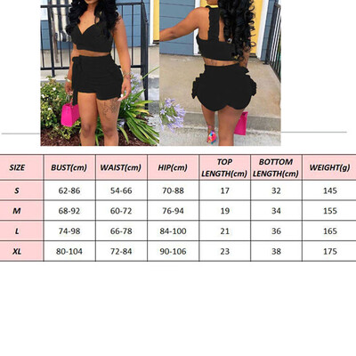 

Women LaceUp Two-Piece Sports Romper Crop Top Shorts Jumpsuit Summer Set Outfits