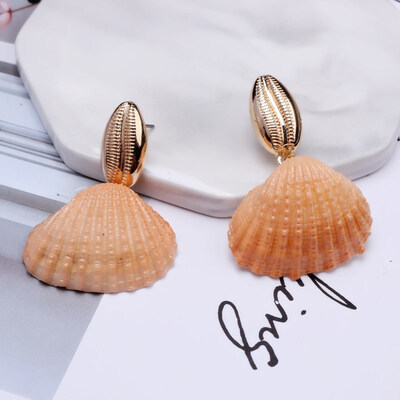 

EK649 Big Shell Drop Earrings For Women Creative Starfish Conch Cowrie Hanging Brincos Statement Earrings Boho Beach Jewelry