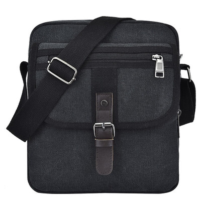 

Tailored Men Fashion Pocket Canvas Solid Unisex Shoulder Tote Handbag Casual Bag