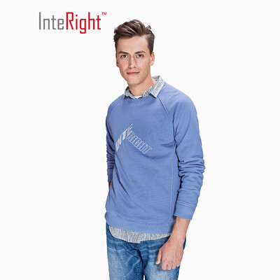 

INTERIGHT round neck&velvet printed sweater in blue XL