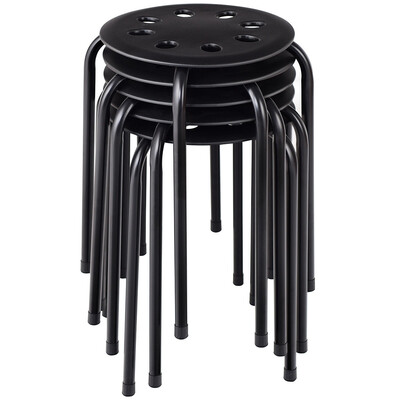 

Set of 5 Plastic Round Top Portable Stack Stools