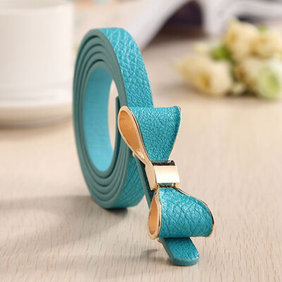 

WomenS Fashion Cute Sweet Candy Colors Bow Knot Pu Leather Thin Skinny Waistband Belt