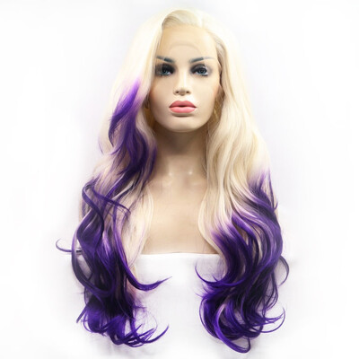 

Amazing Star Lace Frontal Wigs Mixed Color Long Wavy Hair 13x3 Hand Tied Side Part Lace Frontal Synthetic Hair