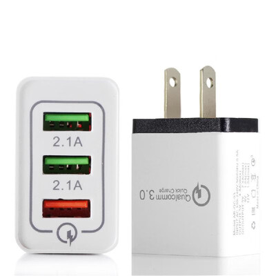 

Portable Travel Home Universal 3-Port USB Wall Charger QC30 Quick Charge Fast Charging USEU Plug Charger Adapter for Smartphones
