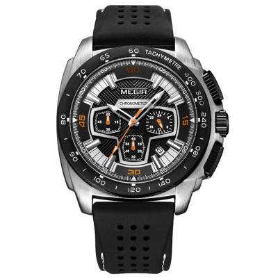 

MEGIR 2056 Casual Quartz Wristwatch Sports Chronograph Calendar Watch With Silicone Strap For Men