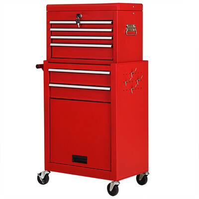 

Rolling Cabinet Storage Chest Box Garage Toolbox Organizer-Red