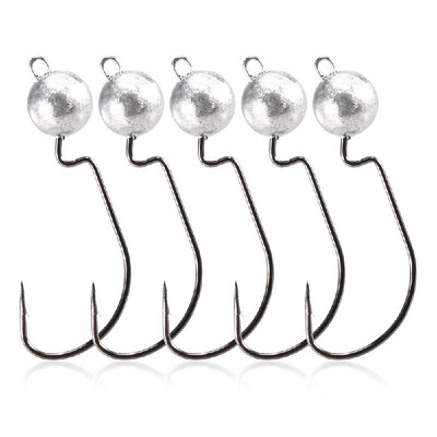 

5pcs Jig Hooks Set 3g5g7g10g Barbed Hook Soft Lure Jigging Worm Hook Fishing Hooks