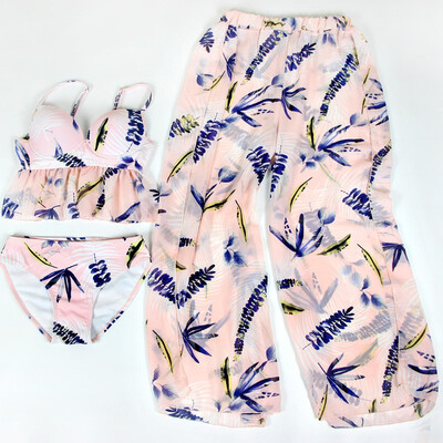 

Fashion slim bikini three-piece holiday trousers womens swimwear steel support