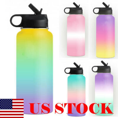 

US STOCK Fashion New 40oz ater Bottle Stainless Steel Insulated Wide Mouth Straw