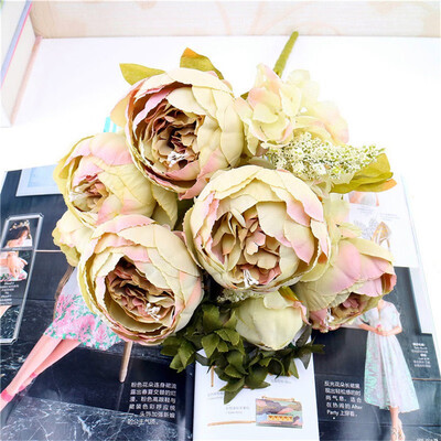 

Fake Flowers Vintage Artificial Peony Silk Flowers Wedding Home DecorationPack of 1 champagne