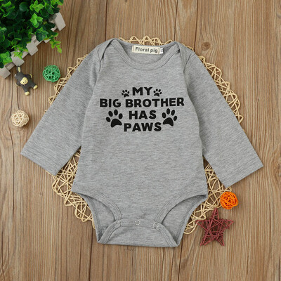 

Newborn Baby Boys Toddler Letter Paws Print Romper Jumpsuit Outfits Clothes