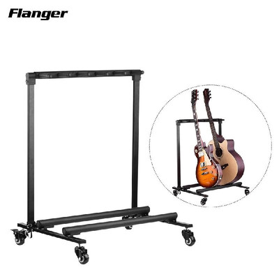 

Flanger Universal Display Rack Detachable Portable Multi Guitars Stand 5 Holders with Wheels&None Slip Rubber Padding for Acou
