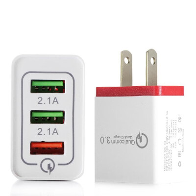 

Portable Travel Home Universal 3-Port USB Wall Charger QC30 Quick Charge Fast Charging USEU Plug Charger Adapter for Smartphones