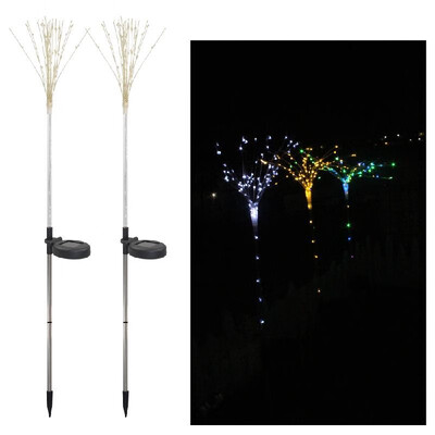 

2 Pack Solar Fireworks Tree Lights With Light Sensor 100-LEDs DIY Shape Multi Color Garden Decorative Lawn Light Pathway Lamp