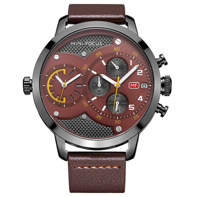 

BOFUTE Male Watches Sports Watch Double Movement Calendar Luminous Waterproof Genuine Leather Strap 0030G