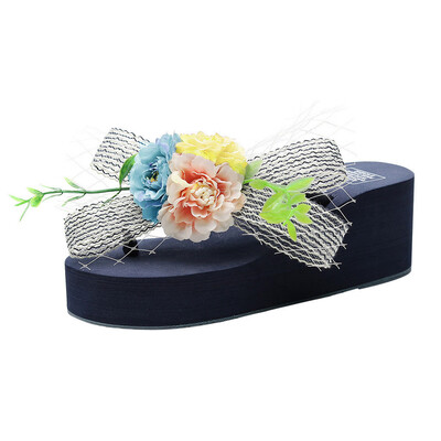 

Rose Women Girls Floral Wedges Bohemian Style Flip Flops Sandals Slippers Beach Shoes