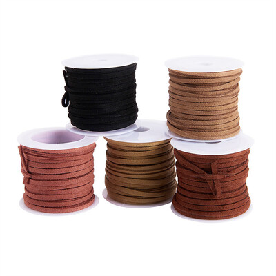 

PH PANDAHALL 5 Rolls 5 Meters Mixed Color Faux Suede Cords for Jewelry Making