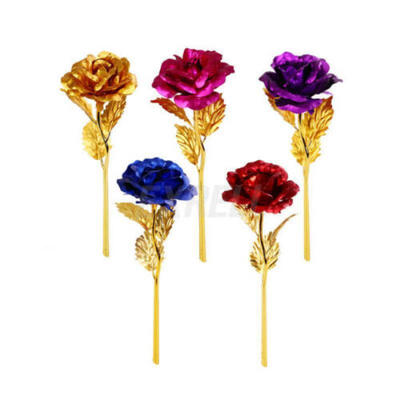 

24K Gold Plated Rose Flower Valentines Day Gift Birthday Romantic Golden Flower