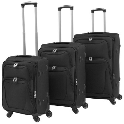 

3 Piece Soft Case Trolley Set Black