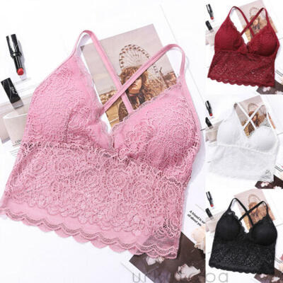 

Womens Floral Lace Bralette Bustier Bra Cami Crop Tops Push Up Unpadded Lingerie