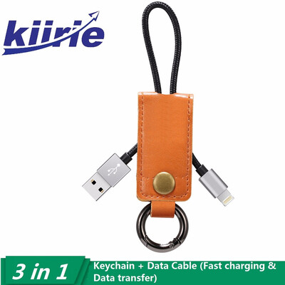 

Kiirie Portable iPhone USB Leather Keychain CableCharge Data Sync Cable Compatible with iPhone iPad iPod